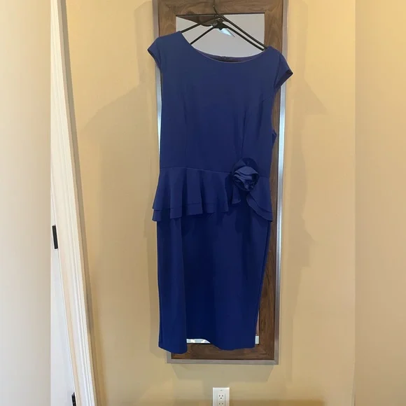 strapless open back dress Evening Peplum Belted Dress Blue main image 1